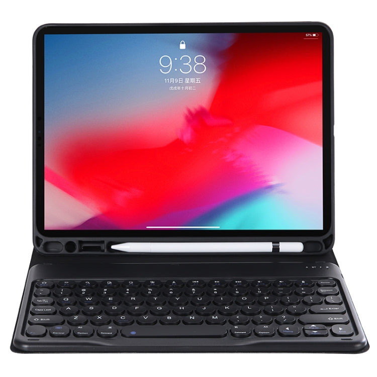 Y-C11B 2021年モデル 取り外し可能なキャンディーカラースキンテクスチャー丸型キーキャップ Bluetoothキーボード用レザーケース、ペンスロット＆スタンド付き、iPad Pro 11 2021 / Air4 / Air5 / Pro 11対応