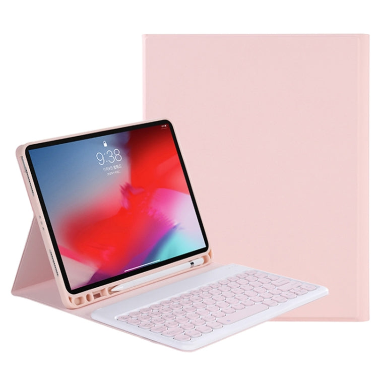 Y-C11B 2021年モデル 取り外し可能なキャンディーカラースキンテクスチャー丸型キーキャップ Bluetoothキーボード用レザーケース、ペンスロット＆スタンド付き、iPad Pro 11 2021 / Air4 / Air5 / Pro 11対応