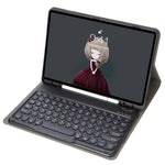 YA11B 2021年モデル 取り外し可能なラムスキンテクスチャー丸型キーキャップ Bluetoothキーボード用レザーケース、ペンスロット＆スタンド付き、iPad Pro 11 2021 / Air4 / Air5 / Pro 11対応