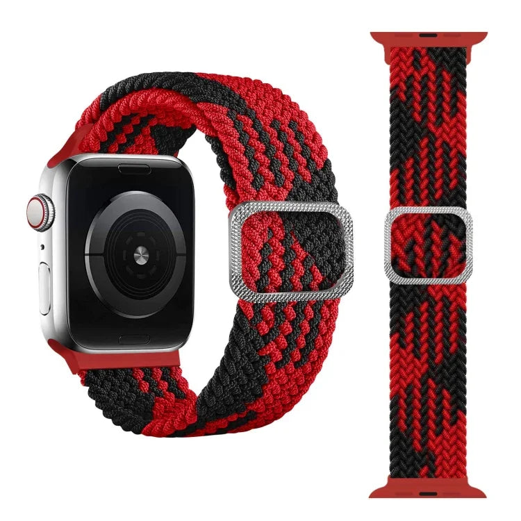 バックル編み込みエラスティックストラップウォッチバンド Apple Watch Series 9&8&7 41mm / SE 3&SE 2&6&SE&5&4 40mm / 3&2&1 38mm（レインボーカラー）、Apple Watch Series 7 45mm / 6 & SE & 5 & 4 44mm / 3 & 2 & 1 42mm用