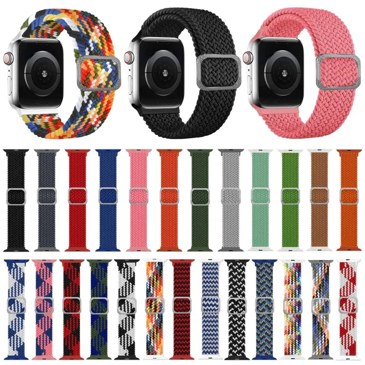 バックル編み込みエラスティックストラップウォッチバンド Apple Watch Series 9&8&7 41mm / SE 3&SE 2&6&SE&5&4 40mm / 3&2&1 38mm（レインボーカラー）、Apple Watch Series 7 45mm / 6 & SE & 5 & 4 44mm / 3 & 2 & 1 42mm用