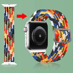 バックル編み込みエラスティックストラップウォッチバンド Apple Watch Series 9&8&7 41mm / SE 3&SE 2&6&SE&5&4 40mm / 3&2&1 38mm（レインボーカラー）、Apple Watch Series 7 45mm / 6 & SE & 5 & 4 44mm / 3 & 2 & 1 42mm用