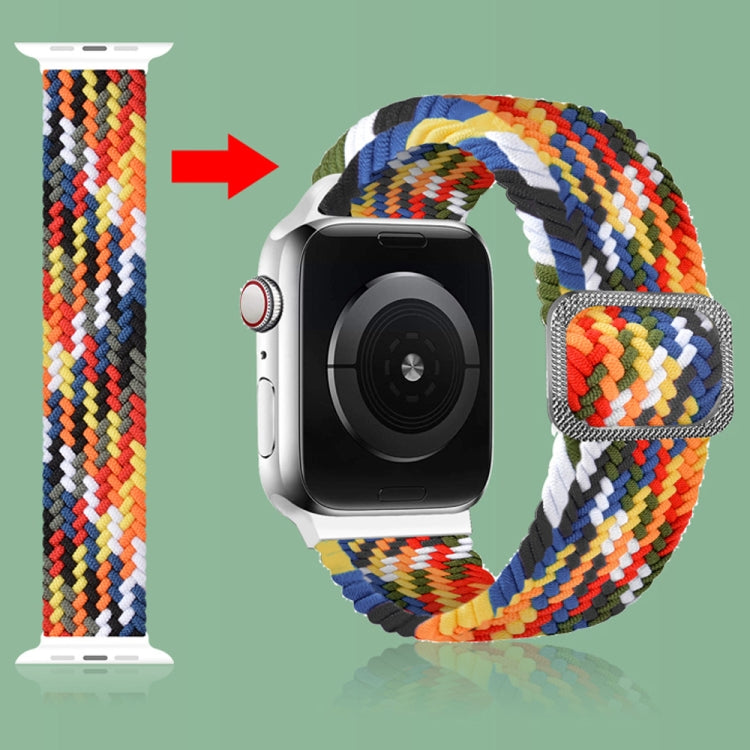 バックル編み込み伸縮ストラップウォッチバンド、Apple Watch Series 9&8&7 41mm / SE 3&SE 2&6&SE&5&4 40mm / 3&2&1 38mm（レインボーカラー）、Apple Watch Series 8&7 41mm / SE 2&6&SE&5&4 40mm / 3&2&1 38mm用