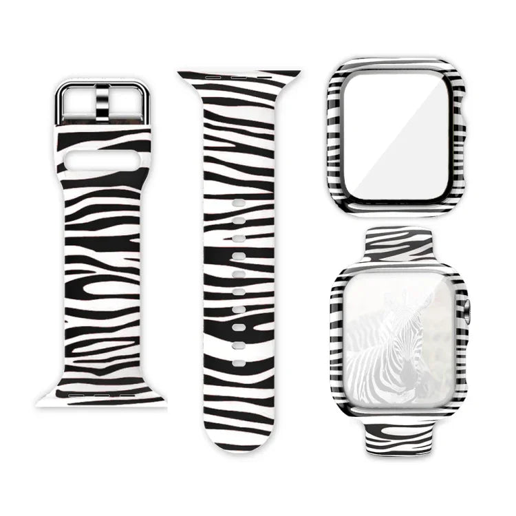 Silicone Printing Integrated Replacement Watch Case Watchband, For Apple Watch Series 3 & 2 & 1 38mm