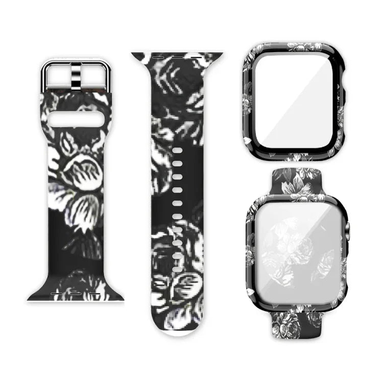 Silicone Printing Integrated Replacement Watch Case Watchband, For Apple Watch Series 3 & 2 & 1 38mm