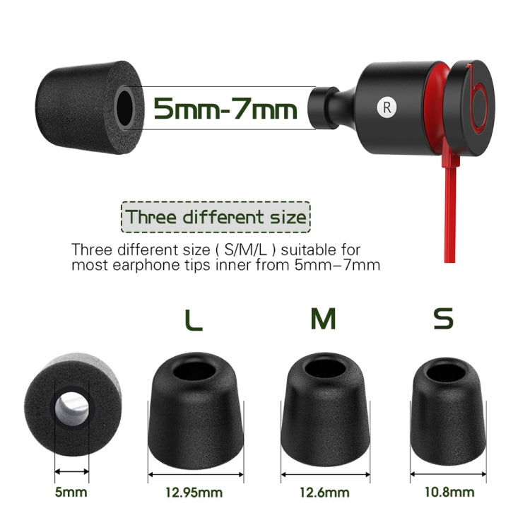 6ペア New Bee NB-M1 スローバウンスメモリーフォームイヤーキャップ収納ボックス付き、5mm-7mmイヤホンプラグ対応、メモリーフォームブラック