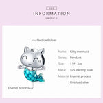 S925スターリングシルバー 猫マーメイドビーズ DIYブレスレット ネックレスアクセサリー、猫マーメイド