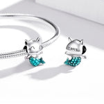 S925スターリングシルバー 猫マーメイドビーズ DIYブレスレット ネックレスアクセサリー、猫マーメイド