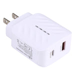 LZ-822A+C PD 20W USB-C / Type-C + QC 3.0 USB急速トラベルチャージャー、USプラグ、EUプラグ