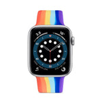 レインボーシリコンストラップウォッチバンド Apple Watch Series 7 45mm / 6 & SE & 5 & 4 44mm / 3 & 2 & 1 42mm用、7 41mm / 6 & SE & 5 & 4 40mm / 3 & 2 & 1 38mm用