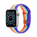 レインボーシリコンストラップウォッチバンド Apple Watch Series 7 45mm / 6 & SE & 5 & 4 44mm / 3 & 2 & 1 42mm用、7 41mm / 6 & SE & 5 & 4 40mm / 3 & 2 & 1 38mm用