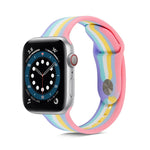レインボーシリコンストラップウォッチバンド Apple Watch Series 7 45mm / 6 & SE & 5 & 4 44mm / 3 & 2 & 1 42mm用、7 41mm / 6 & SE & 5 & 4 40mm / 3 & 2 & 1 38mm用