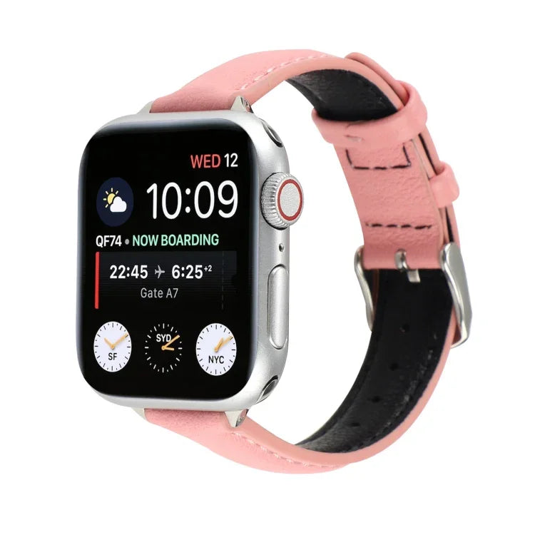 14mmスリム本革ストラップウォッチバンド Apple Watch Series 7 45mm / 6 & SE & 5 & 4 44mm / 3 & 2 & 1 42mm用、7 41mm / 6 & SE & 5 & 4 40mm / 3 & 2 & 1 38mm用