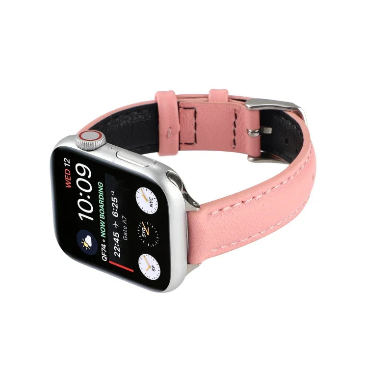 14mmスリム本革ストラップウォッチバンド Apple Watch Series 7 45mm / 6 & SE & 5 & 4 44mm / 3 & 2 & 1 42mm用、7 41mm / 6 & SE & 5 & 4 40mm / 3 & 2 & 1 38mm用