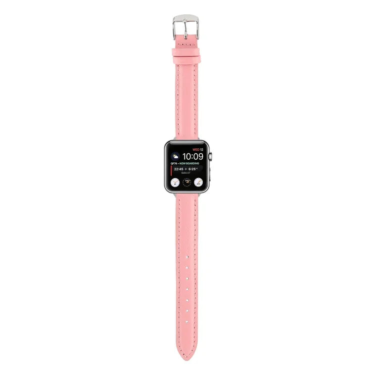 14mmスリム本革ストラップウォッチバンド Apple Watch Series 7 45mm / 6 & SE & 5 & 4 44mm / 3 & 2 & 1 42mm用、7 41mm / 6 & SE & 5 & 4 40mm / 3 & 2 & 1 38mm用