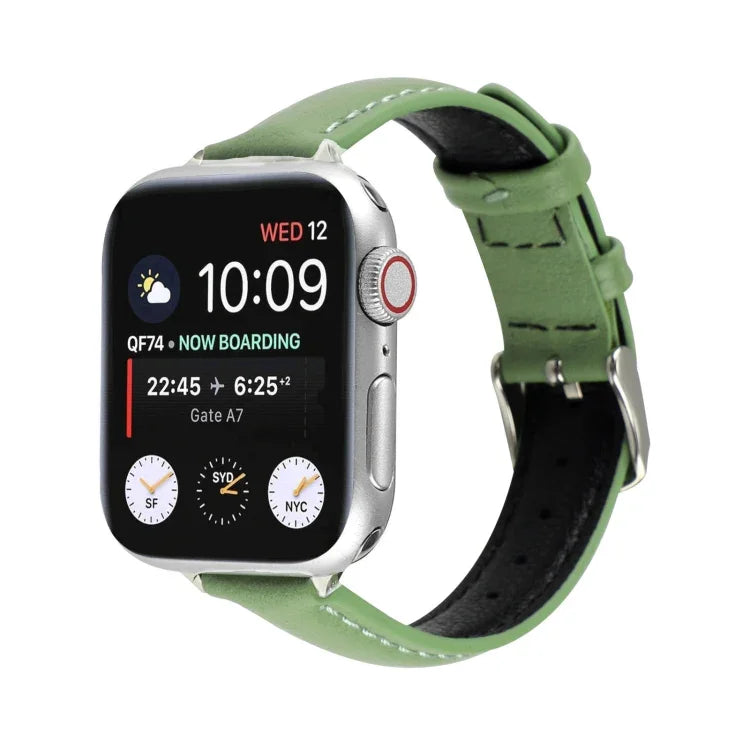 14mmスリム本革ストラップウォッチバンド Apple Watch Series 7 45mm / 6 & SE & 5 & 4 44mm / 3 & 2 & 1 42mm用、7 41mm / 6 & SE & 5 & 4 40mm / 3 & 2 & 1 38mm用