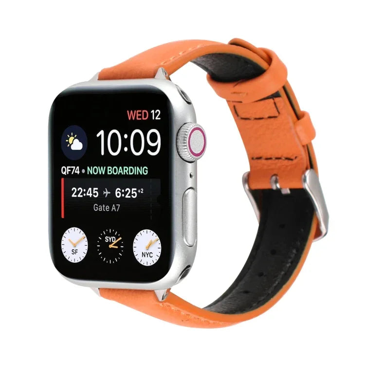 14mmスリム本革ストラップウォッチバンド Apple Watch Series 7 45mm / 6 & SE & 5 & 4 44mm / 3 & 2 & 1 42mm用、7 41mm / 6 & SE & 5 & 4 40mm / 3 & 2 & 1 38mm用