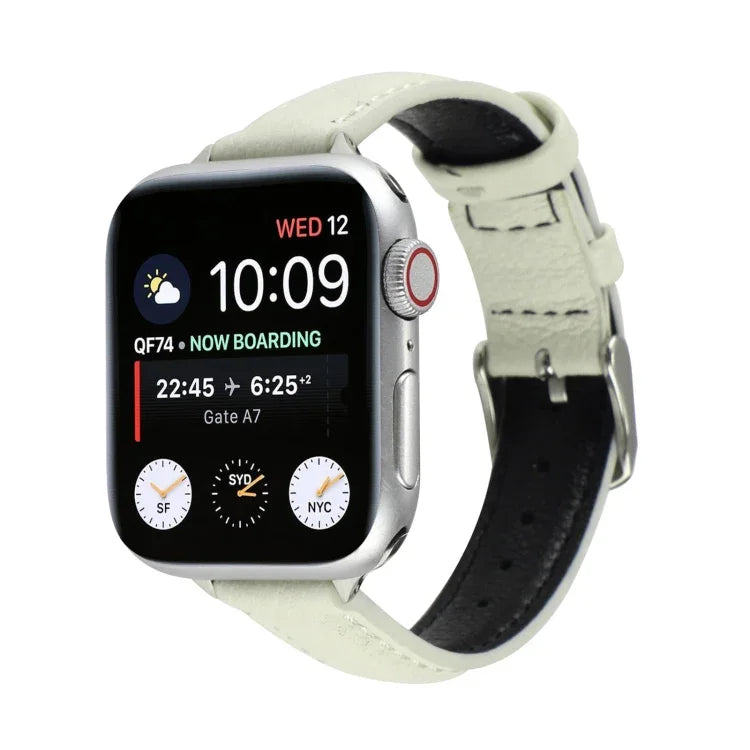 14mmスリム本革ストラップウォッチバンド Apple Watch Series 7 45mm / 6 & SE & 5 & 4 44mm / 3 & 2 & 1 42mm用、7 41mm / 6 & SE & 5 & 4 40mm / 3 & 2 & 1 38mm用