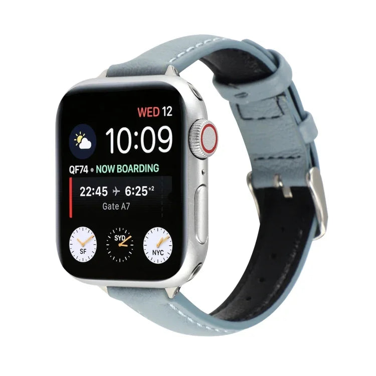 14mmスリム本革ストラップウォッチバンド Apple Watch Series 7 45mm / 6 & SE & 5 & 4 44mm / 3 & 2 & 1 42mm用、7 41mm / 6 & SE & 5 & 4 40mm / 3 & 2 & 1 38mm用