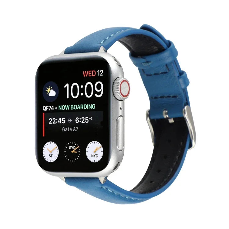 14mmスリム本革ストラップウォッチバンド Apple Watch Series 7 45mm / 6 & SE & 5 & 4 44mm / 3 & 2 & 1 42mm用、7 41mm / 6 & SE & 5 & 4 40mm / 3 & 2 & 1 38mm用