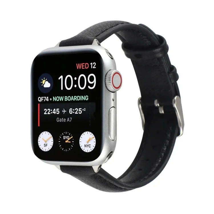 14mmスリム本革ストラップウォッチバンド Apple Watch Series 7 45mm / 6 & SE & 5 & 4 44mm / 3 & 2 & 1 42mm用、7 41mm / 6 & SE & 5 & 4 40mm / 3 & 2 & 1 38mm用