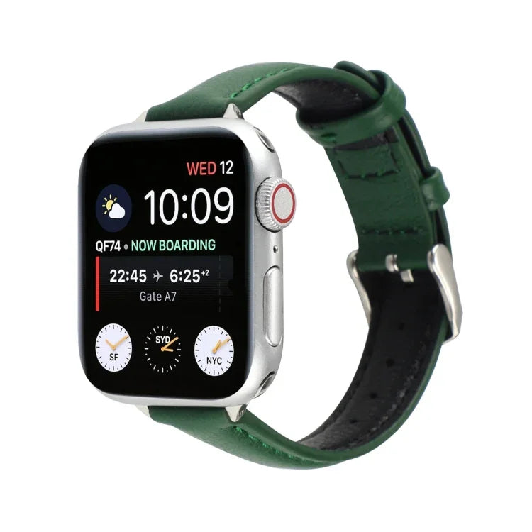 14mmスリム本革ストラップウォッチバンド Apple Watch Series 7 45mm / 6 & SE & 5 & 4 44mm / 3 & 2 & 1 42mm用、7 41mm / 6 & SE & 5 & 4 40mm / 3 & 2 & 1 38mm用