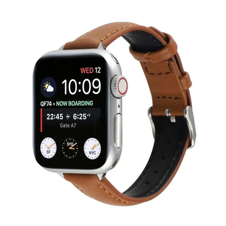 14mmスリム本革ストラップウォッチバンド Apple Watch Series 7 45mm / 6 & SE & 5 & 4 44mm / 3 & 2 & 1 42mm用、7 41mm / 6 & SE & 5 & 4 40mm / 3 & 2 & 1 38mm用