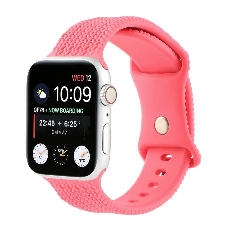織りパターンフィギュア8バックルシリコンストラップウォッチバンド Apple Watch Series 7 45mm / 6 & SE & 5 & 4 44mm / 3 & 2 & 1 42mm用、7 41mm / 6 & SE & 5 & 4 40mm / 3 & 2 & 1 38mm用