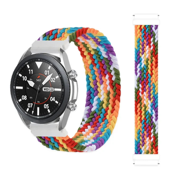 For Samsung Galaxy Watch 3 45mm Adjustable Nylon Braided Elasticity Replacement Strap Watchband, 165mm