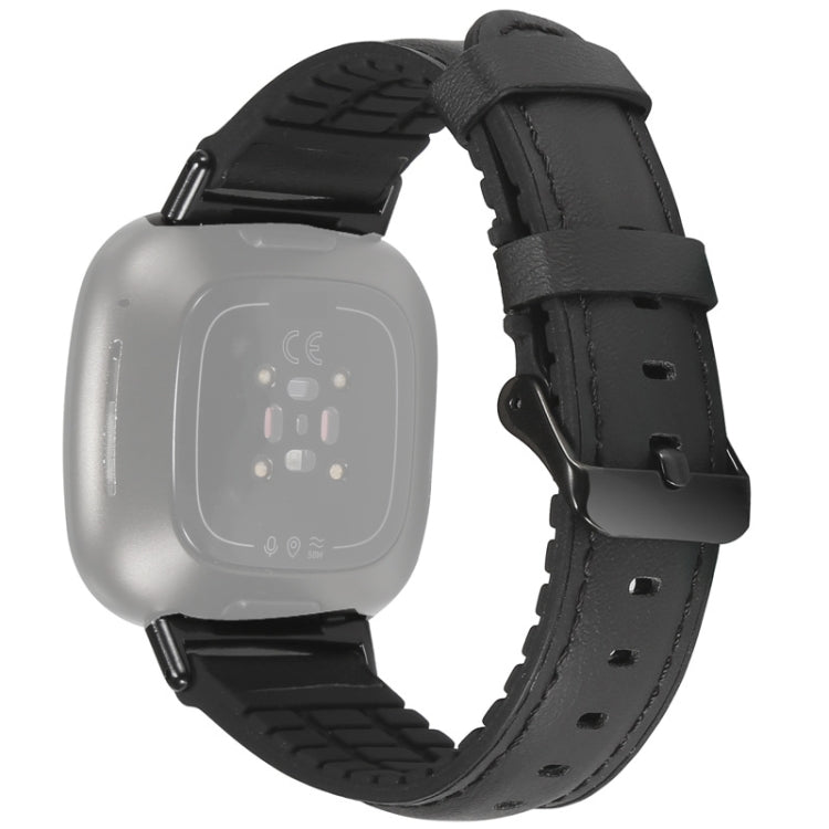 Leather + Silicone Replacement Strap Watchband, For Fitbit Versa 3