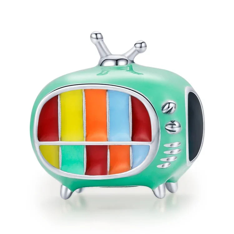 S925スターリングシルバー ミニカラーテレビビーズ DIYブレスレットネックレスアクセサリー、ミニカラーテレビ