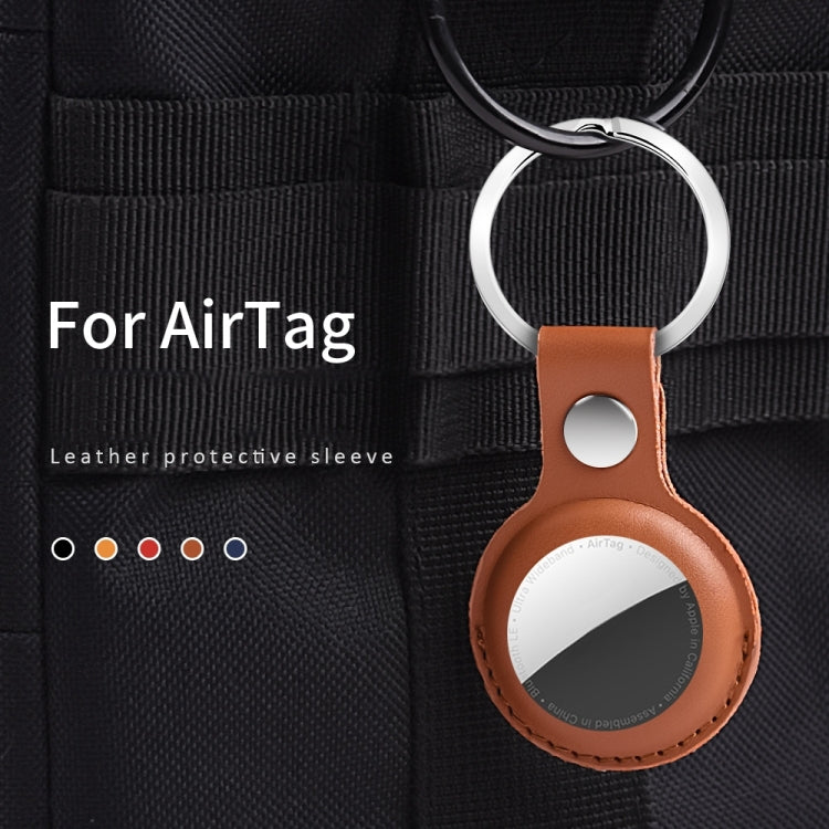 AirTag第2世代 / AirTag第1世代用衝撃吸収傷防止レザー保護ケースカバー ハングループ付きキーチェーン