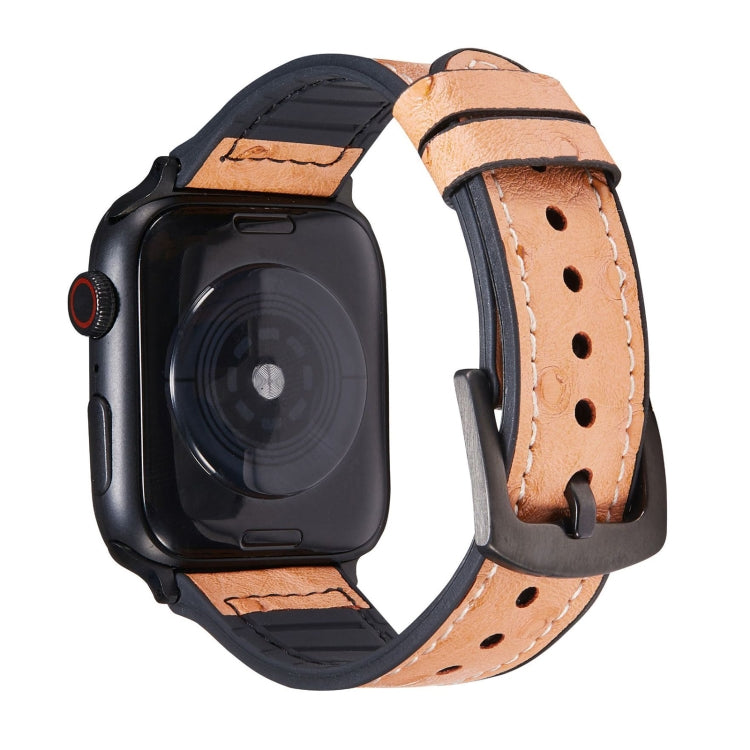 オーストリッチテクスチャーレザー交換用時計バンド Apple Watch Series 7 45mm / 6 & SE & 5 & 4 44mm / 3 & 2 & 1 42mm 用、7 41mm / 6 & SE & 5 & 4 40mm / 3 & 2 & 1 38mm 用