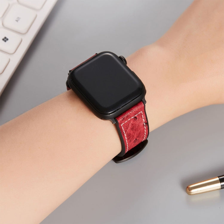 オーストリッチテクスチャーレザー交換用時計バンド Apple Watch Series 7 45mm / 6 & SE & 5 & 4 44mm / 3 & 2 & 1 42mm 用、7 41mm / 6 & SE & 5 & 4 40mm / 3 & 2 & 1 38mm 用