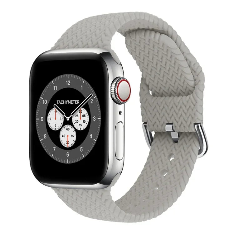 バックル付き編み込みシリコン交換用時計バンド Apple Watch Series 7 45mm / 6 & SE & 5 & 4 44mm / 3 & 2 & 1 42mm 用、7 41mm / 6 & SE & 5 & 4 40mm / 3 & 2 & 1 38mm 用