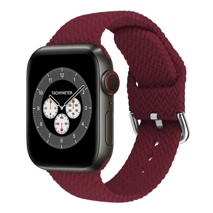 バックル付き編み込みシリコン交換用時計バンド Apple Watch Series 7 45mm / 6 & SE & 5 & 4 44mm / 3 & 2 & 1 42mm 用、7 41mm / 6 & SE & 5 & 4 40mm / 3 & 2 & 1 38mm 用