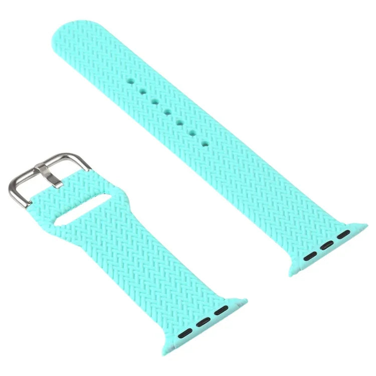 バックル付き編み込みシリコン交換用時計バンド Apple Watch Series 7 45mm / 6 & SE & 5 & 4 44mm / 3 & 2 & 1 42mm 用、7 41mm / 6 & SE & 5 & 4 40mm / 3 & 2 & 1 38mm 用