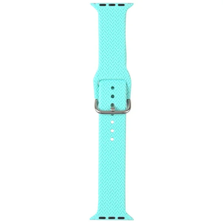 バックル付き編み込みシリコン交換用時計バンド Apple Watch Series 7 45mm / 6 & SE & 5 & 4 44mm / 3 & 2 & 1 42mm 用、7 41mm / 6 & SE & 5 & 4 40mm / 3 & 2 & 1 38mm 用