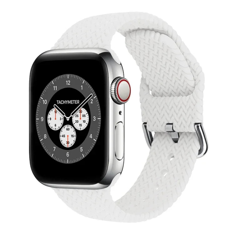 バックル付き編み込みシリコン交換用時計バンド Apple Watch Series 7 45mm / 6 & SE & 5 & 4 44mm / 3 & 2 & 1 42mm 用、7 41mm / 6 & SE & 5 & 4 40mm / 3 & 2 & 1 38mm 用