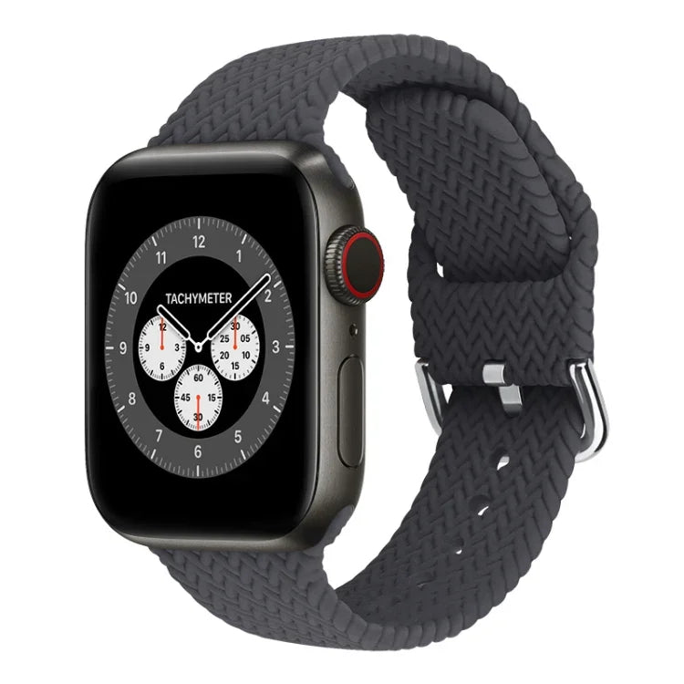 バックル付き編み込みシリコン交換用時計バンド Apple Watch Series 7 45mm / 6 & SE & 5 & 4 44mm / 3 & 2 & 1 42mm 用、7 41mm / 6 & SE & 5 & 4 40mm / 3 & 2 & 1 38mm 用