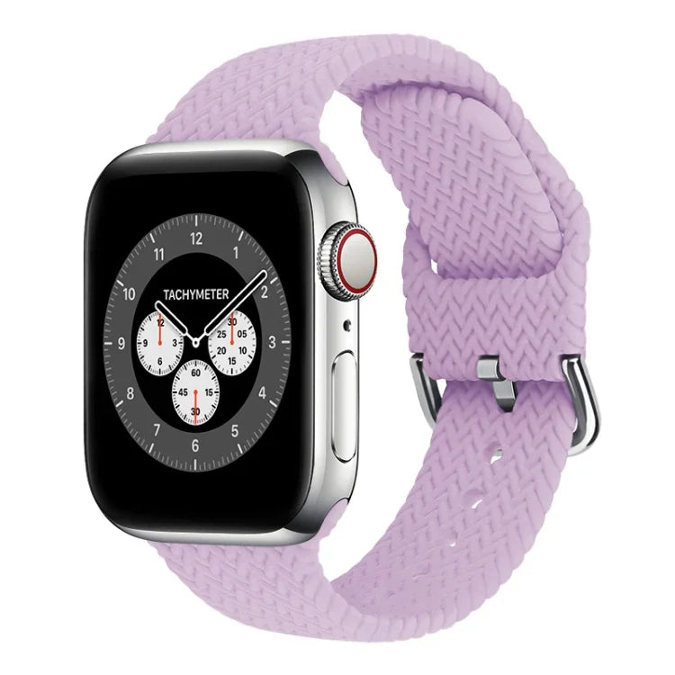 バックル付き編み込みシリコン交換用時計バンド Apple Watch Series 7 45mm / 6 & SE & 5 & 4 44mm / 3 & 2 & 1 42mm 用、7 41mm / 6 & SE & 5 & 4 40mm / 3 & 2 & 1 38mm 用