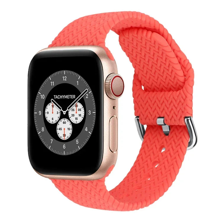 バックル付き編み込みシリコン交換用時計バンド Apple Watch Series 7 45mm / 6 & SE & 5 & 4 44mm / 3 & 2 & 1 42mm 用、7 41mm / 6 & SE & 5 & 4 40mm / 3 & 2 & 1 38mm 用