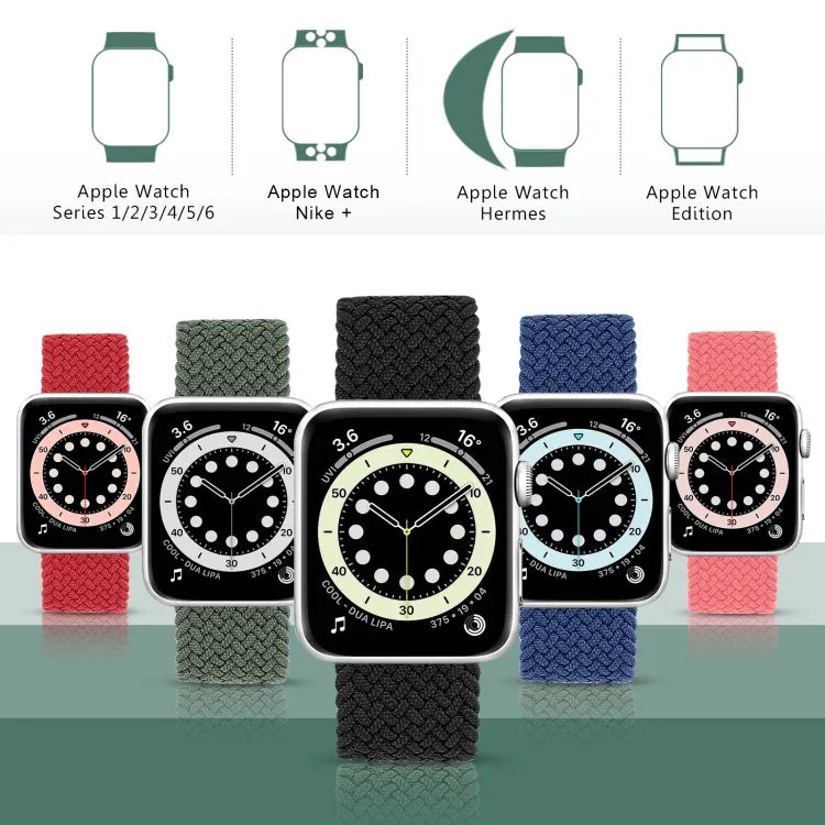 Metal Head 編み込みナイロン無地交換用ストラップ時計バンド Apple Watch Series 6 & SE & 5 & 4 40mm / 3 & 2 & 1 38mm 用、L 155mm