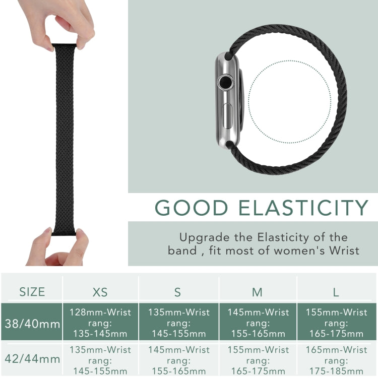 メタルヘッド編みナイロン単色交換ストラップウォッチバンド、Apple Watch Series 6 & SE & 5 & 4 44mm / 3 & 2 & 1 42mm用、XS 135mm、S 145mm、M 155mm