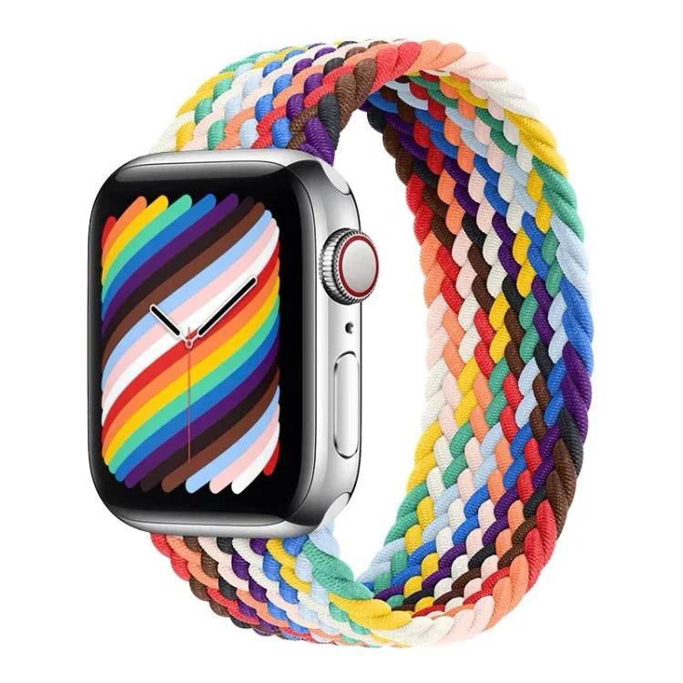 レインボー編み込みシングルループ交換用時計バンド、サイズ: L 165mm Apple Watch Series 6 & SE & 5 & 4 44mm / 3 & 2 & 1 42mm 用、L 165mm 44mm / 42mm