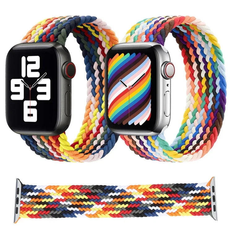 レインボー編み込みシングルループ交換用時計バンド、サイズ: L 165mm Apple Watch Series 6 & SE & 5 & 4 44mm / 3 & 2 & 1 42mm 用、L 165mm 44mm / 42mm