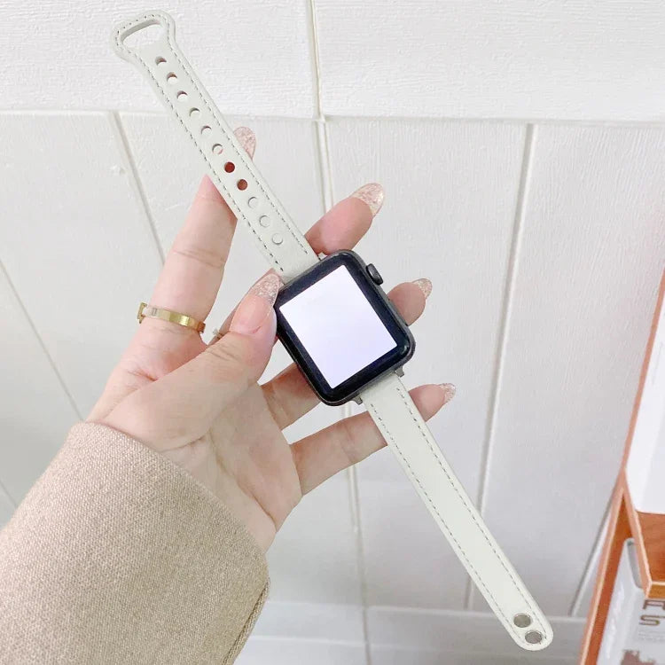 ダブルスタッズバックル本革ストラップ時計バンド Apple Watch Series 用、7 45mm / 6 & SE & 5 & 4 44mm / 3 & 2 & 1 42mm、7 41mm / 6 & SE & 5 & 4 40mm / 3 & 2 & 1 38mm