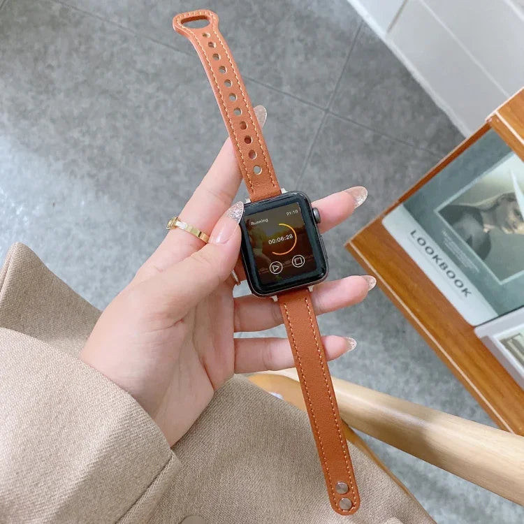 ダブルスタッズバックル本革ストラップ時計バンド Apple Watch Series 用、7 45mm / 6 & SE & 5 & 4 44mm / 3 & 2 & 1 42mm、7 41mm / 6 & SE & 5 & 4 40mm / 3 & 2 & 1 38mm