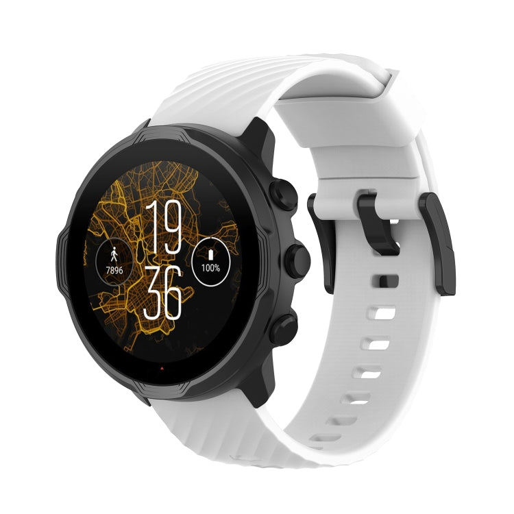 For Suunto 7 24mm Solid Color Silicone Replacement Strap Watchband