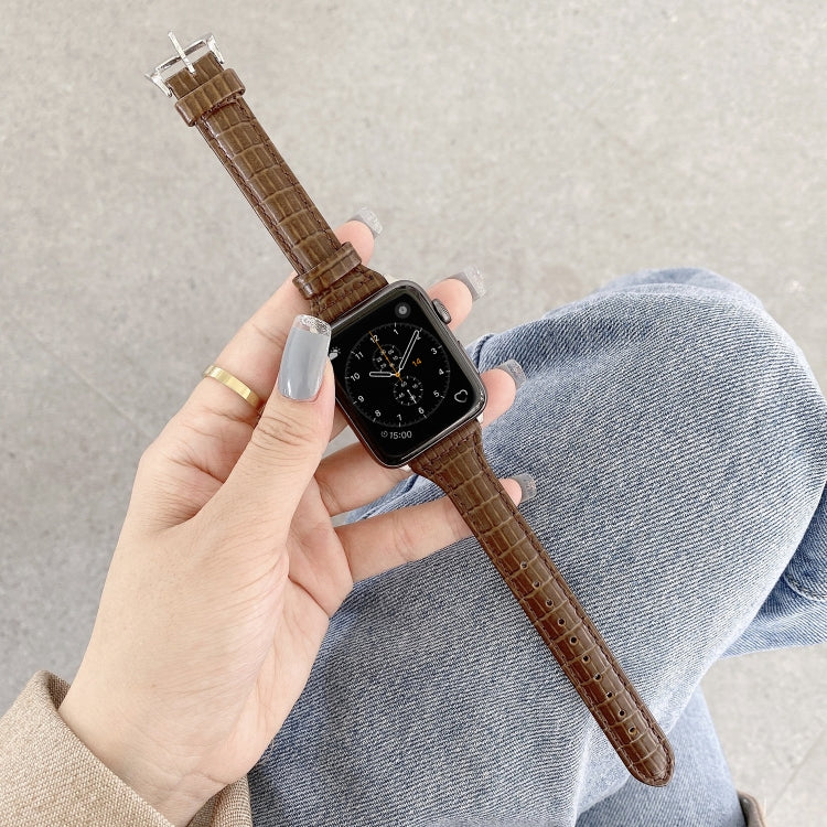 クロコダイルテクスチャーレザー交換用ストラップ腕時計バンド、Apple Watch Series 7 41mm / & 6 & SE & 5 & 4 40mm用、Apple Watch Series 7 45mm / & 6 & SE & 5 & 4 44mm用